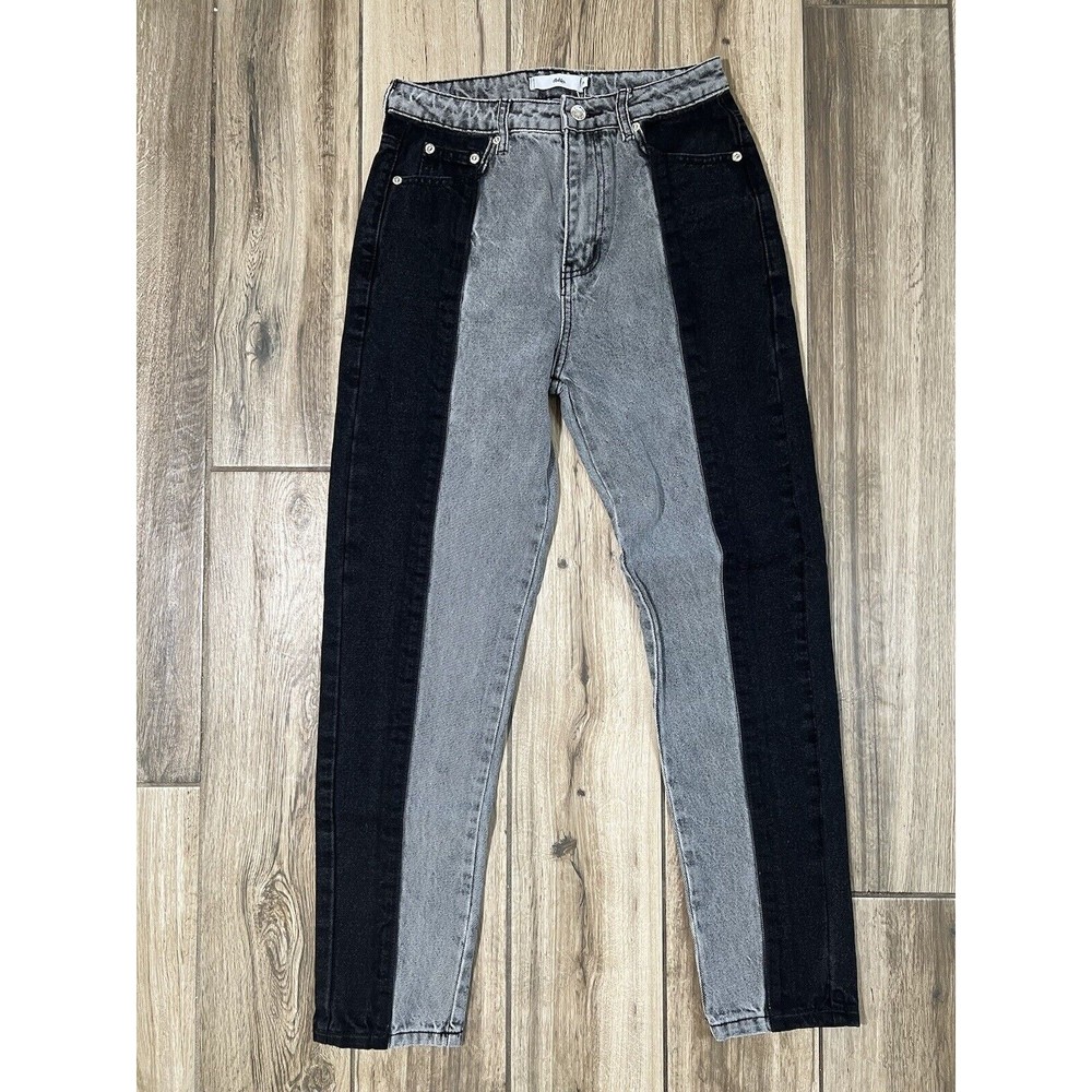 NWT Colorblock Adika Gray & Black High Waisted Straight Leg Nori Mom Jeans 27”